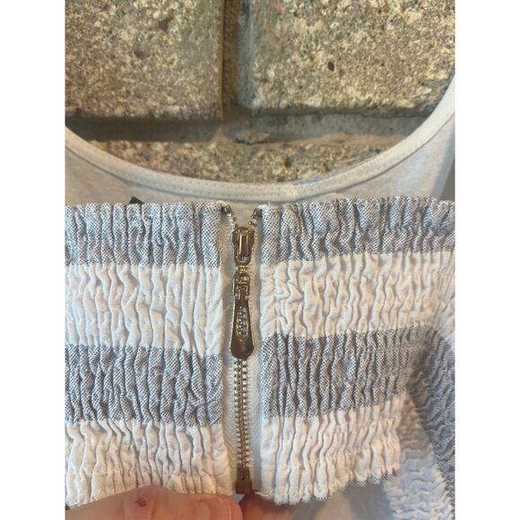 Striped Sleeveless White & Light Gray pant romper With Pockets By Fancyinn Size - Picture 7 of 7